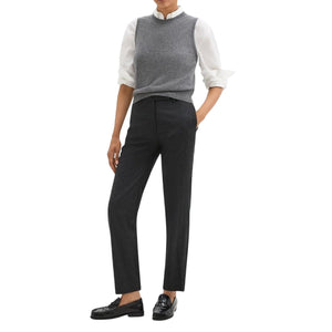 Theory Sleek Black Tapered High-Waist Flannel Pants Size 4