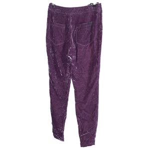 Saint Laurent Crushed Purple Velour Slim Leg Pants Size US Small