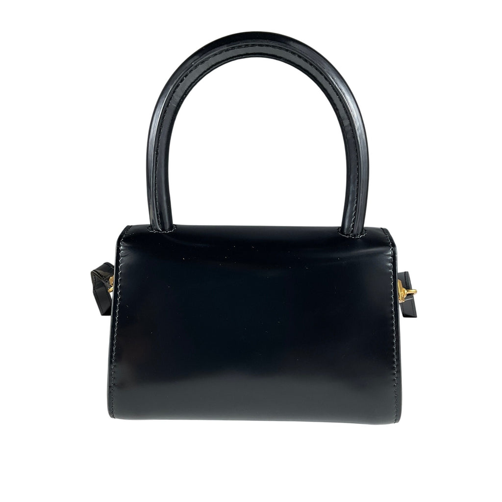 By Far Mini Semi Black Leather Bag