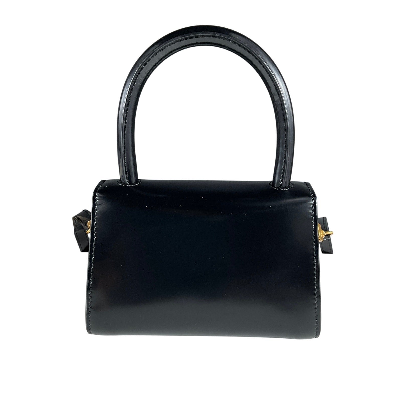 By Far Mini Semi Black Leather Bag