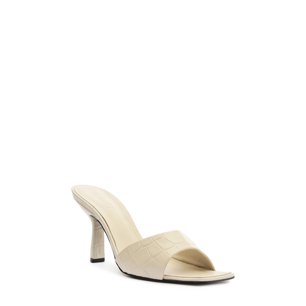 Schutz 'Posseni' White Leather Slide Sandal Size 7.5 M