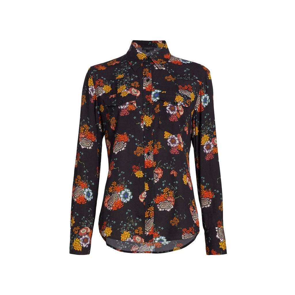 Rag & Bone 'Farren' Black Floral Button-Front Shirt Size XS