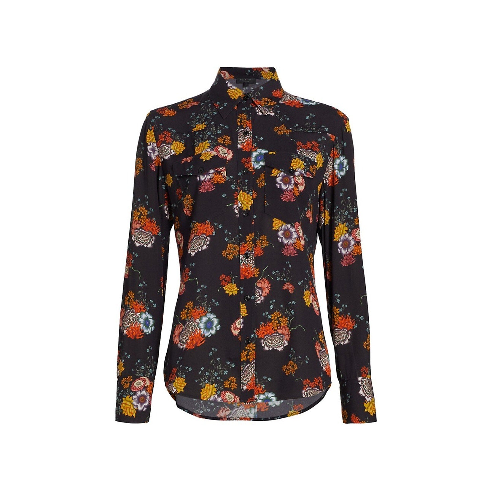 Rag & Bone 'Farren' Black Floral Button-Front Shirt Size XS
