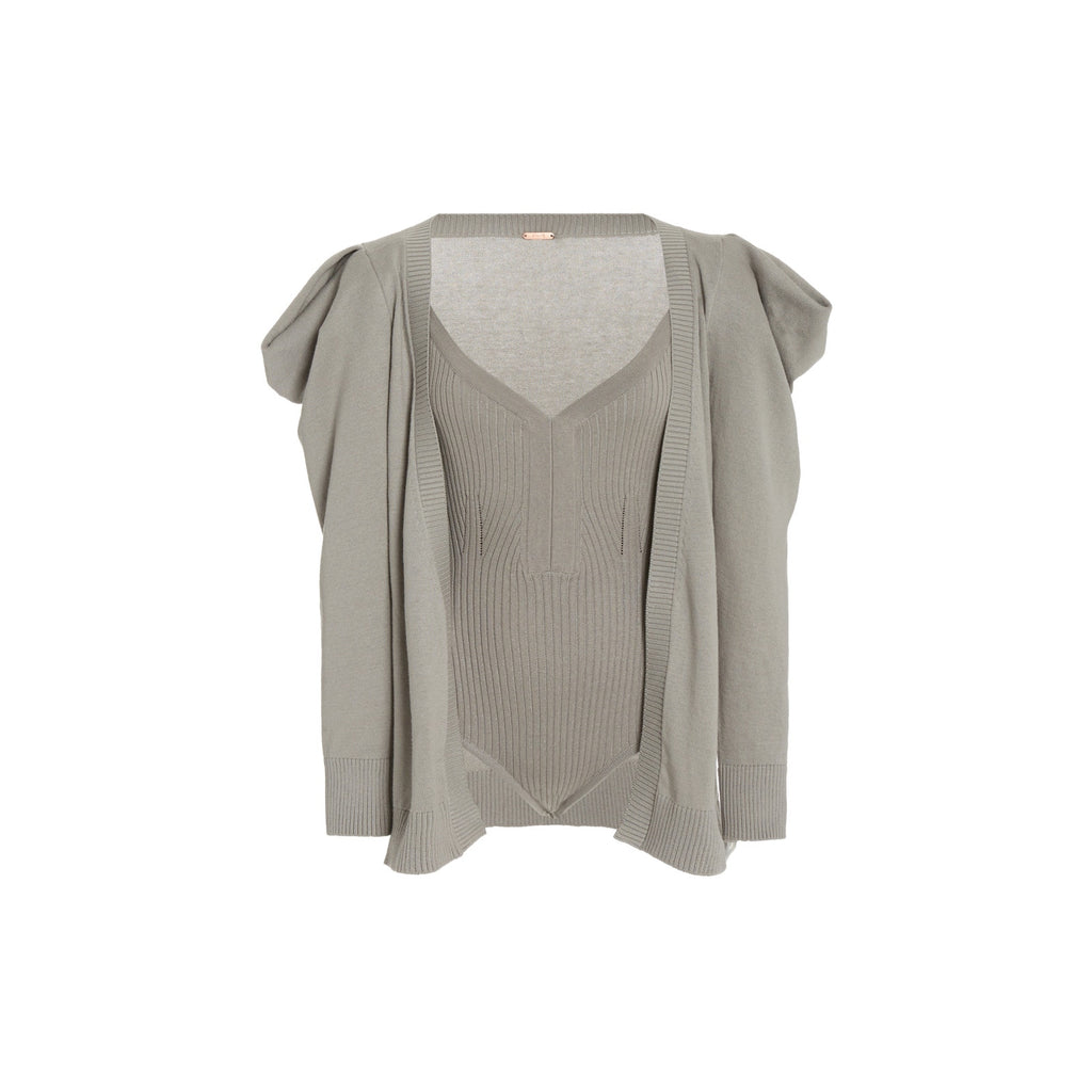Johanna Ortiz 'Inca' Grey Cotton-Alpaca Knitwear Set Size S