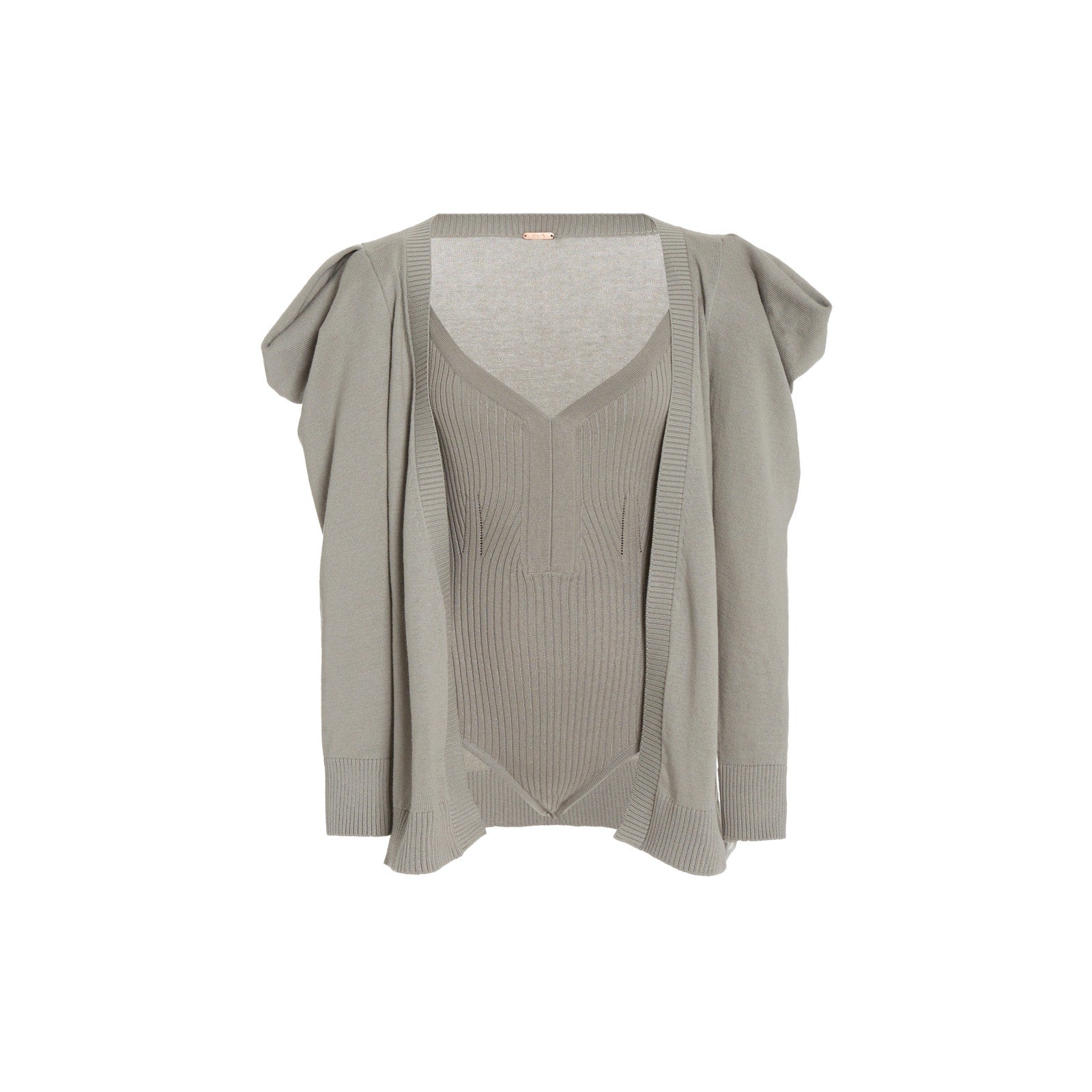 Johanna Ortiz 'Inca' Grey Cotton-Alpaca Knitwear Set Size S