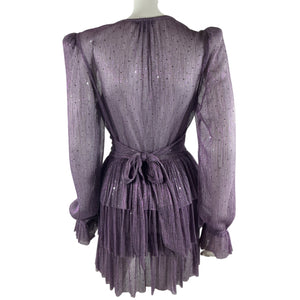 Sabina Musayev Metallic Purple Felicie Mini Dress Size M
