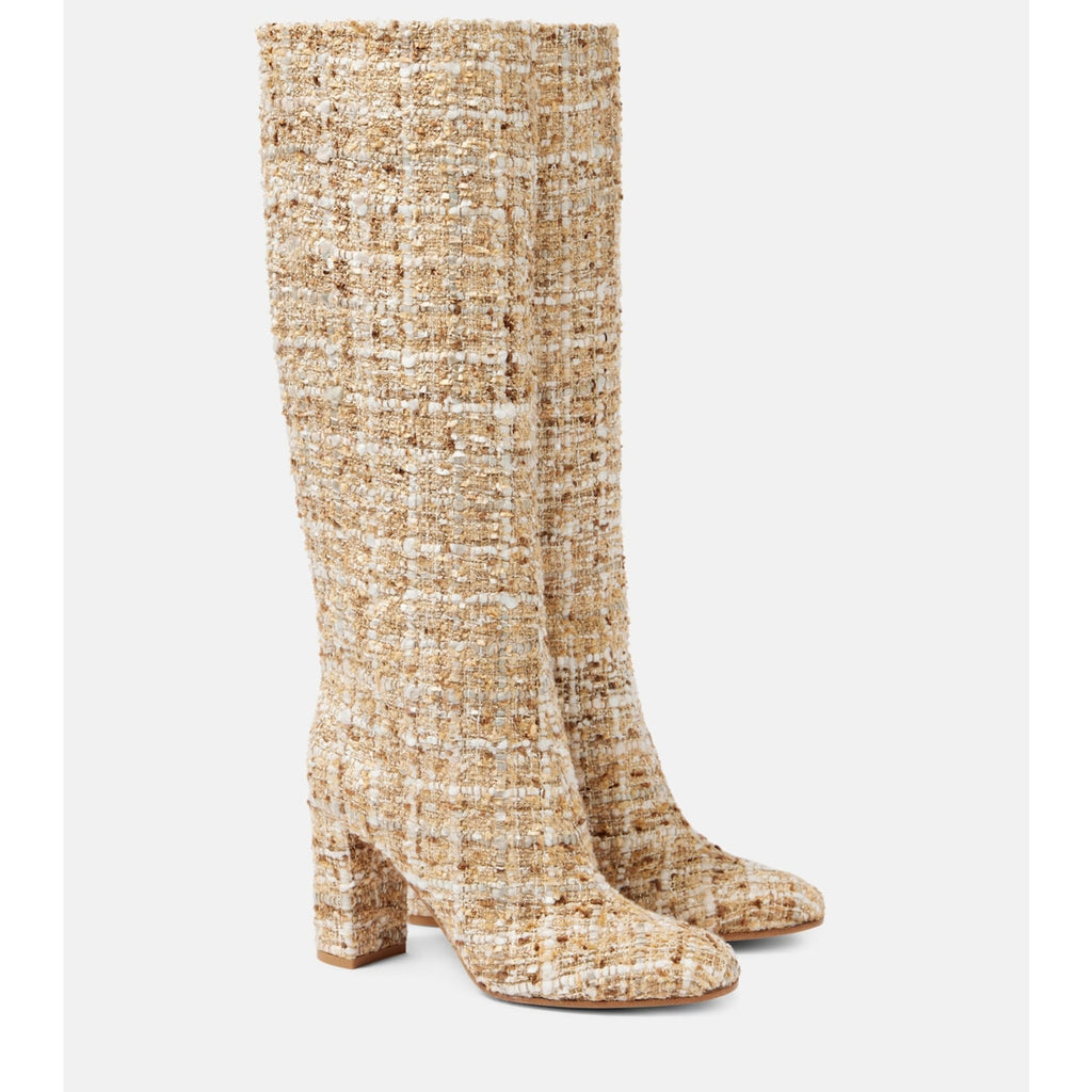 Gianvito Rossi 'Boucl�' Beige Knee-High Boots Size 10.5