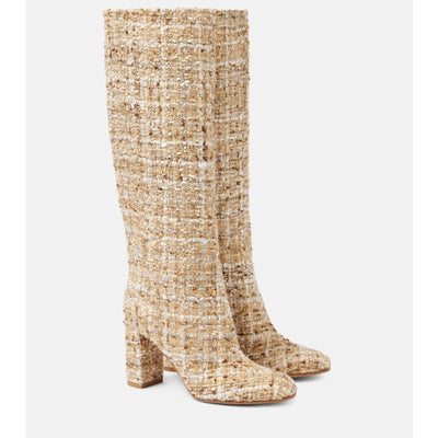 Gianvito Rossi Beige Bouclé knee-high boots Size 10.5
