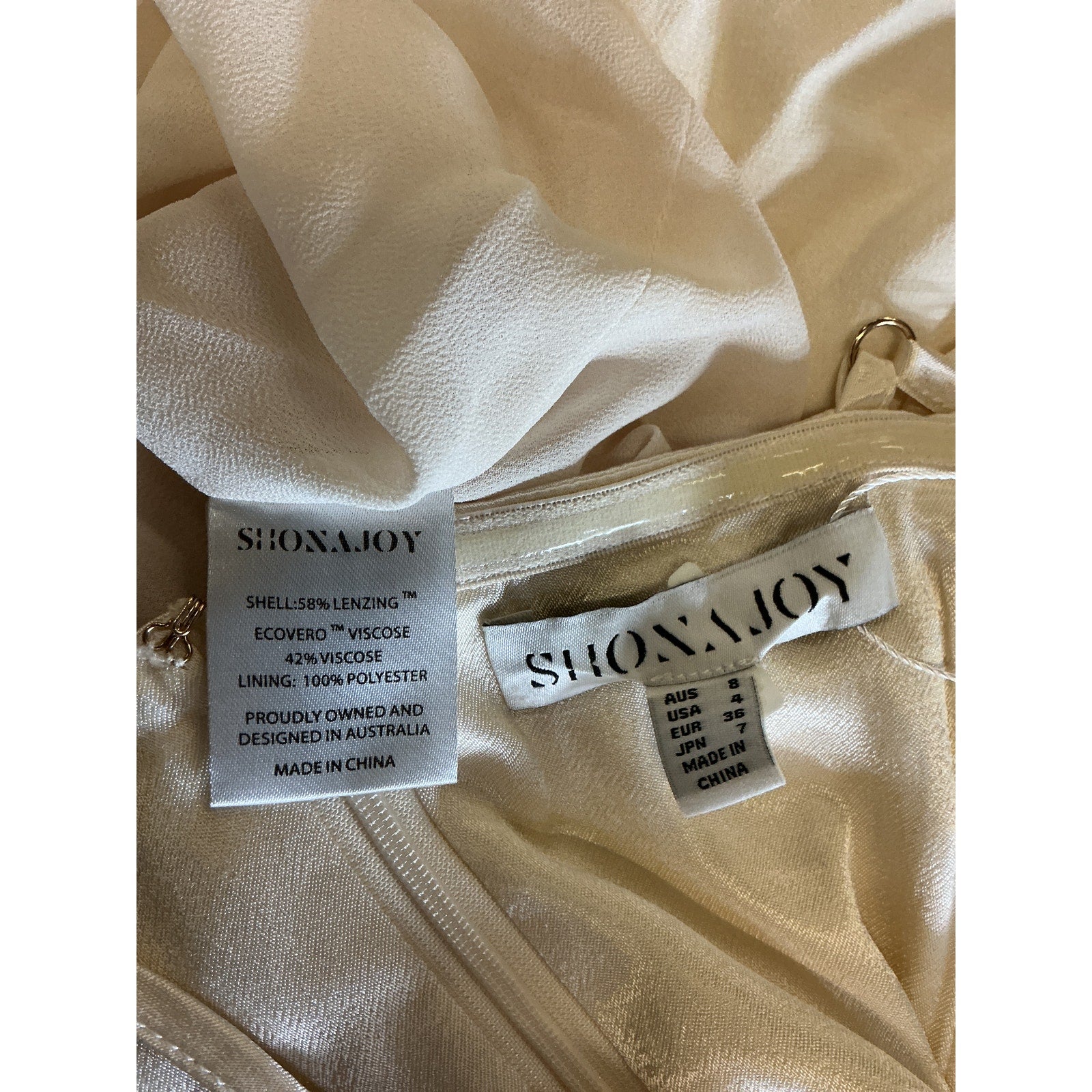 Shona Joy 'La Lune' Cream Lenzing Ecovero Bustier Mini Dress Size 4