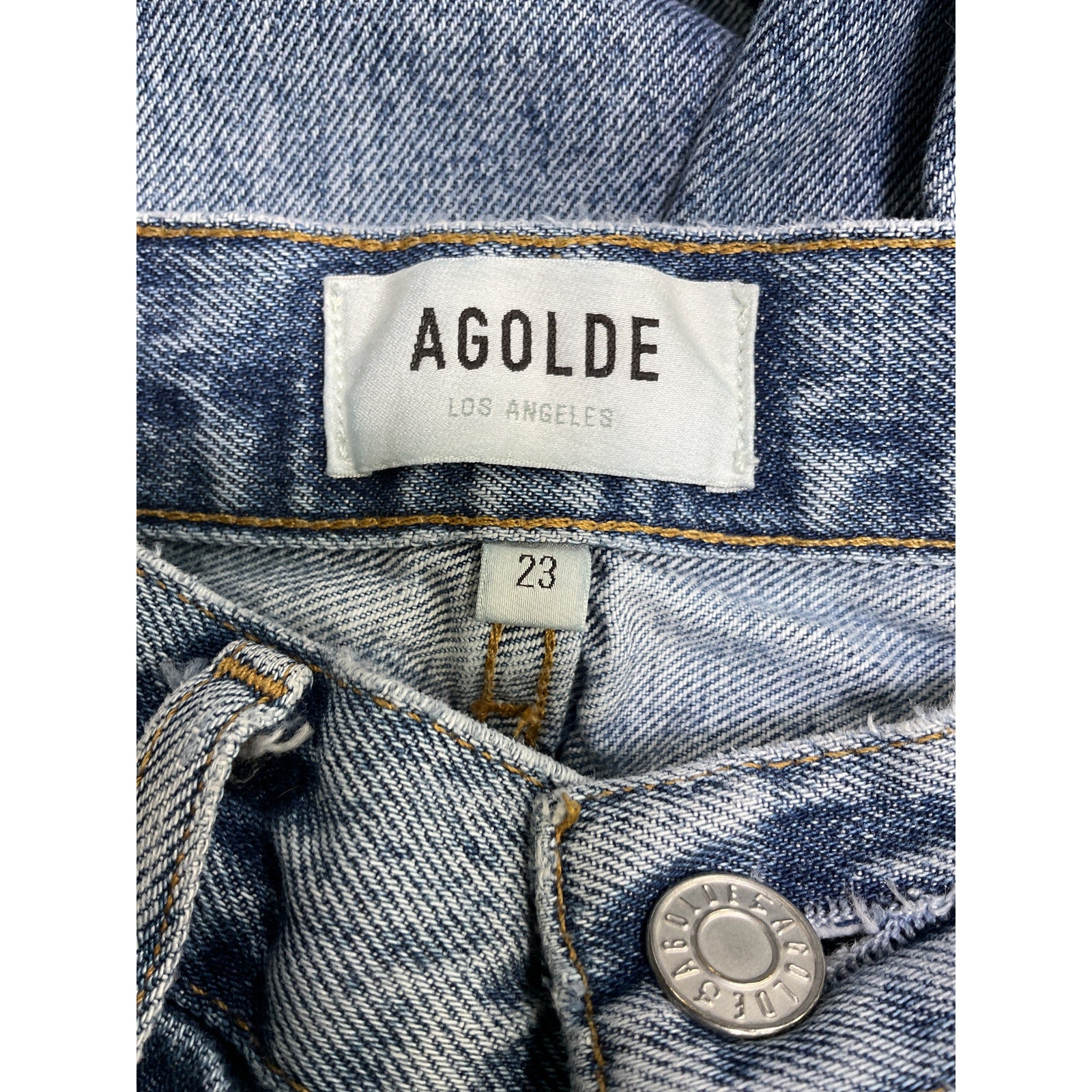 Agolde 'Lana' Blue Cotton Mid Rise Vintage Straight Jeans Size 23