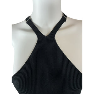 Dion Lee Ribbed Black And Ink Lustrate Fork Dress Size L