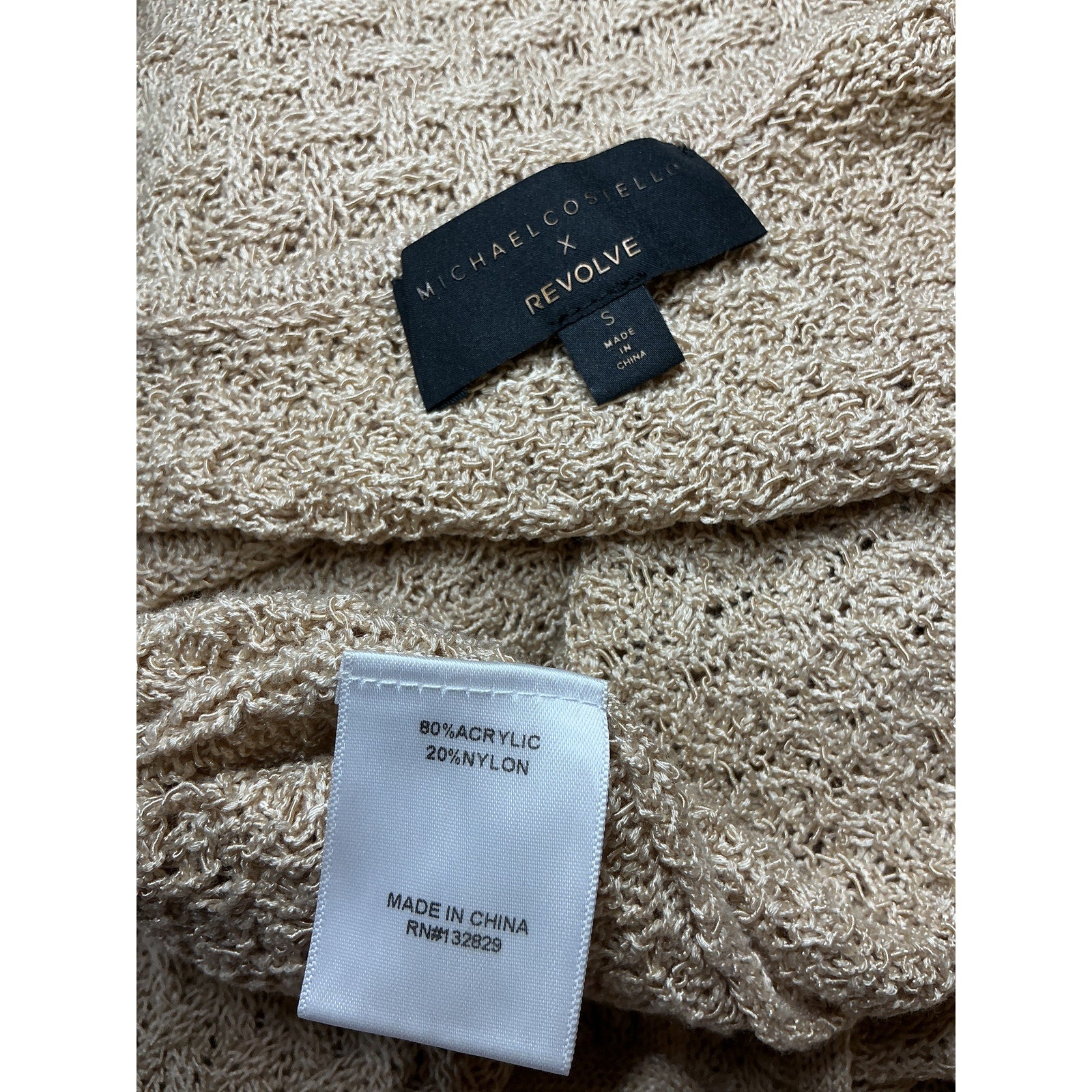 Michael Costello 'Kyle' Tan Acrylic Maxi Dress Size S