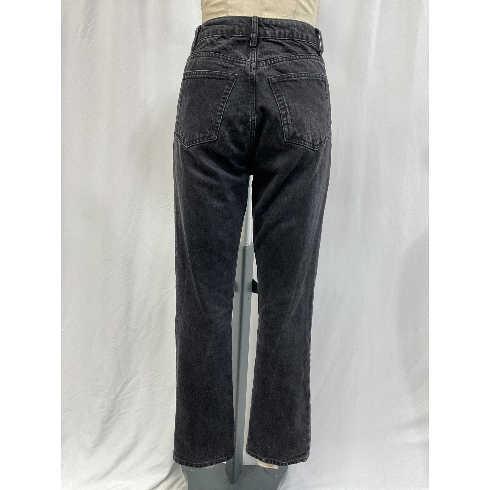 Reformation 'Cynthia Patch' Black High Rise Straight Denim Jeans Size 27