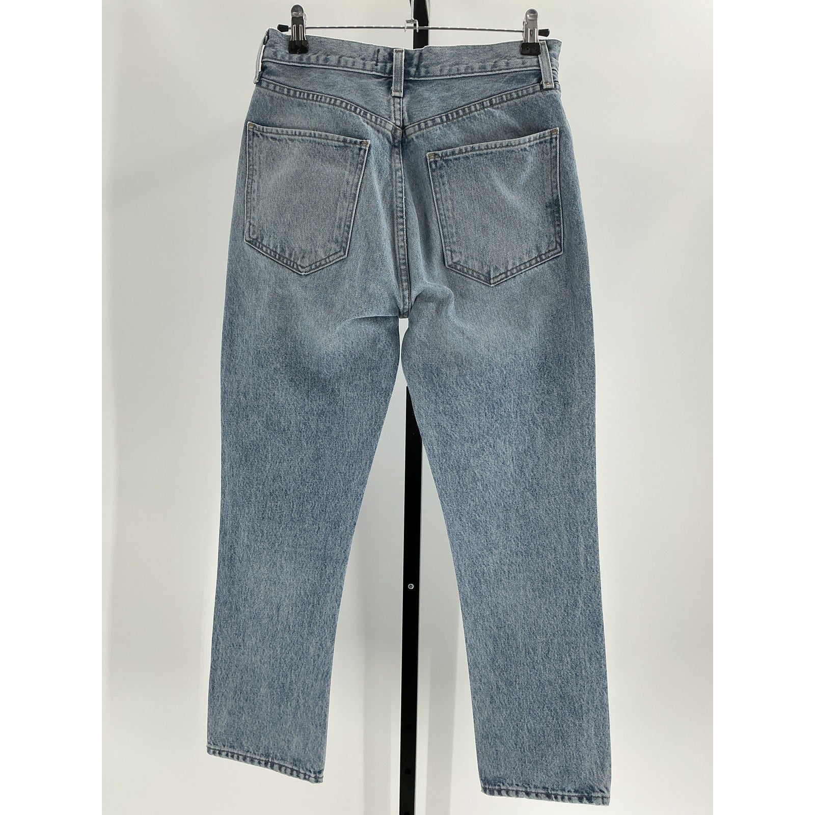 Agolde 'Riley' Blue Cotton High Rise Straight Crop Denim Jean Size 26