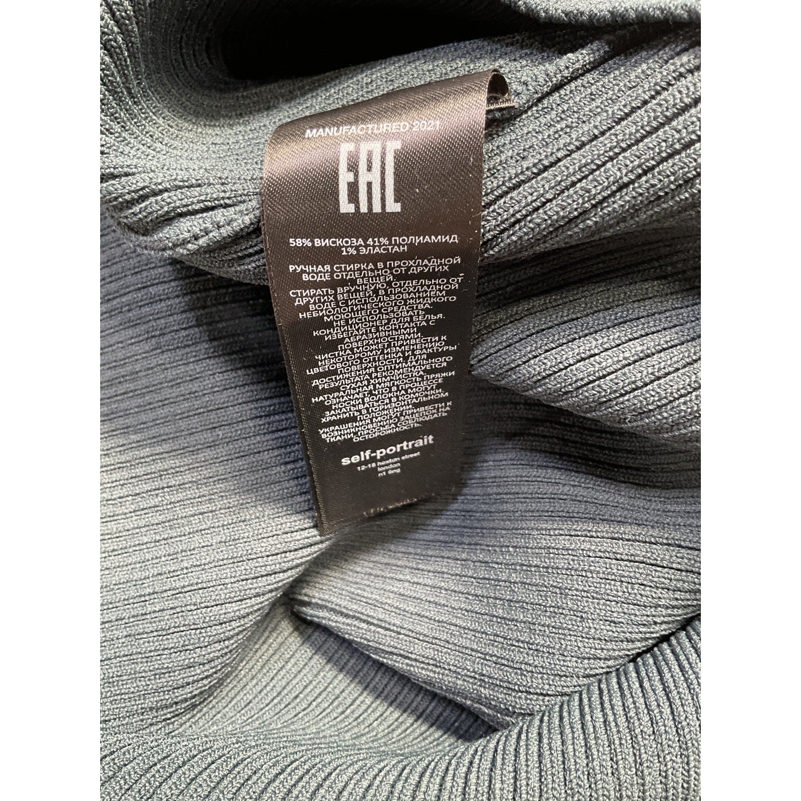 Self-Portrait Knit 'Scallop Edge' Green Viscose Midi Dress Size S