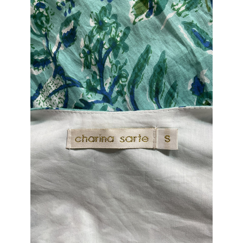 Charina Sarte 'Alexa Batik' Green Tie-Front Blouse Size S