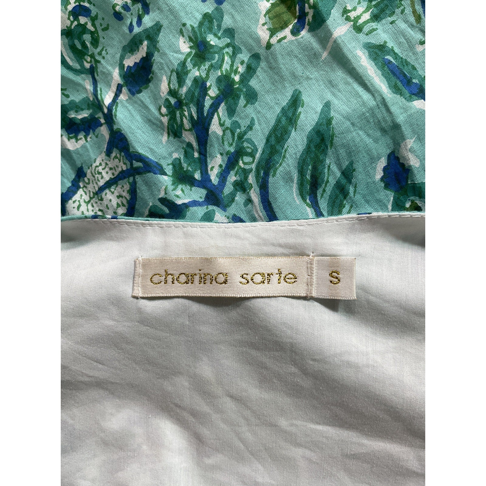 Charina Sarte 'Alexa Batik' Green Tie-Front Blouse Size S