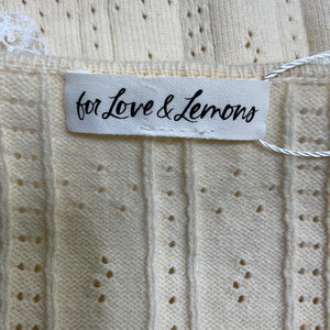 For Love & Lemons Lace Trimmed Cream Daniela Knit Top Size M