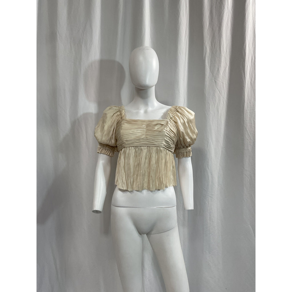 Frame Puff-Sleeve White Square-Neck Top Size S