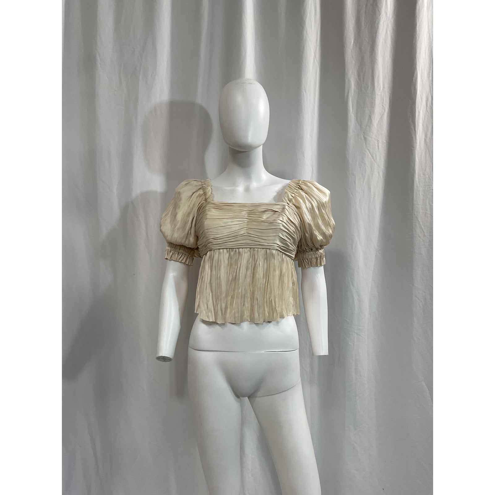 Frame Puff-Sleeve White Square-Neck Top Size S