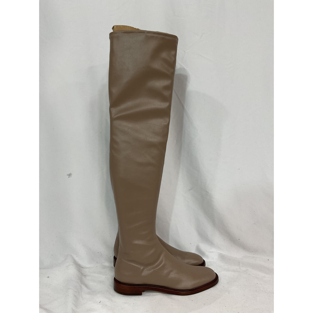 Schutz Brown Leather Over The Knee Boot High Top Heel Size 7.5 - NWT