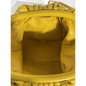 Bottega Veneta Mini Leather Gold Leather Woven Pouch Clutch Crossbody Bag