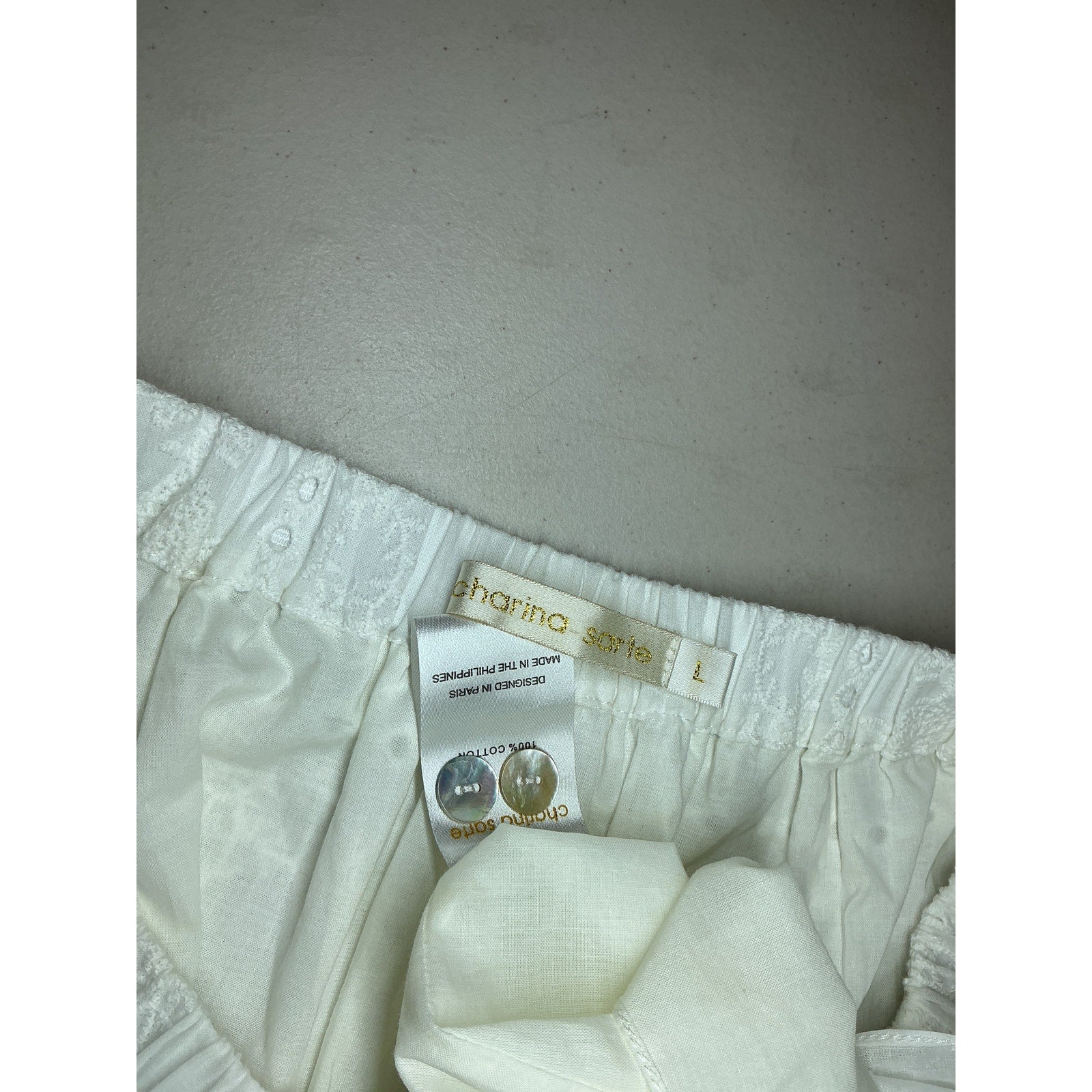 Charina Sarte 'Maria' White Cotton Midi Skirt Size L