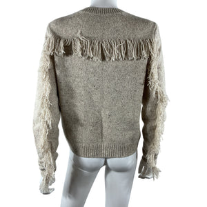 Autumn Cashmere Fringed Mojave Crewneck Sweater Size M
