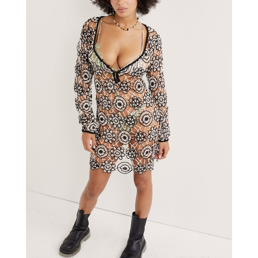 For Love & Lemons 'Kaya' Black Long Sleeve Mini Dress Size S