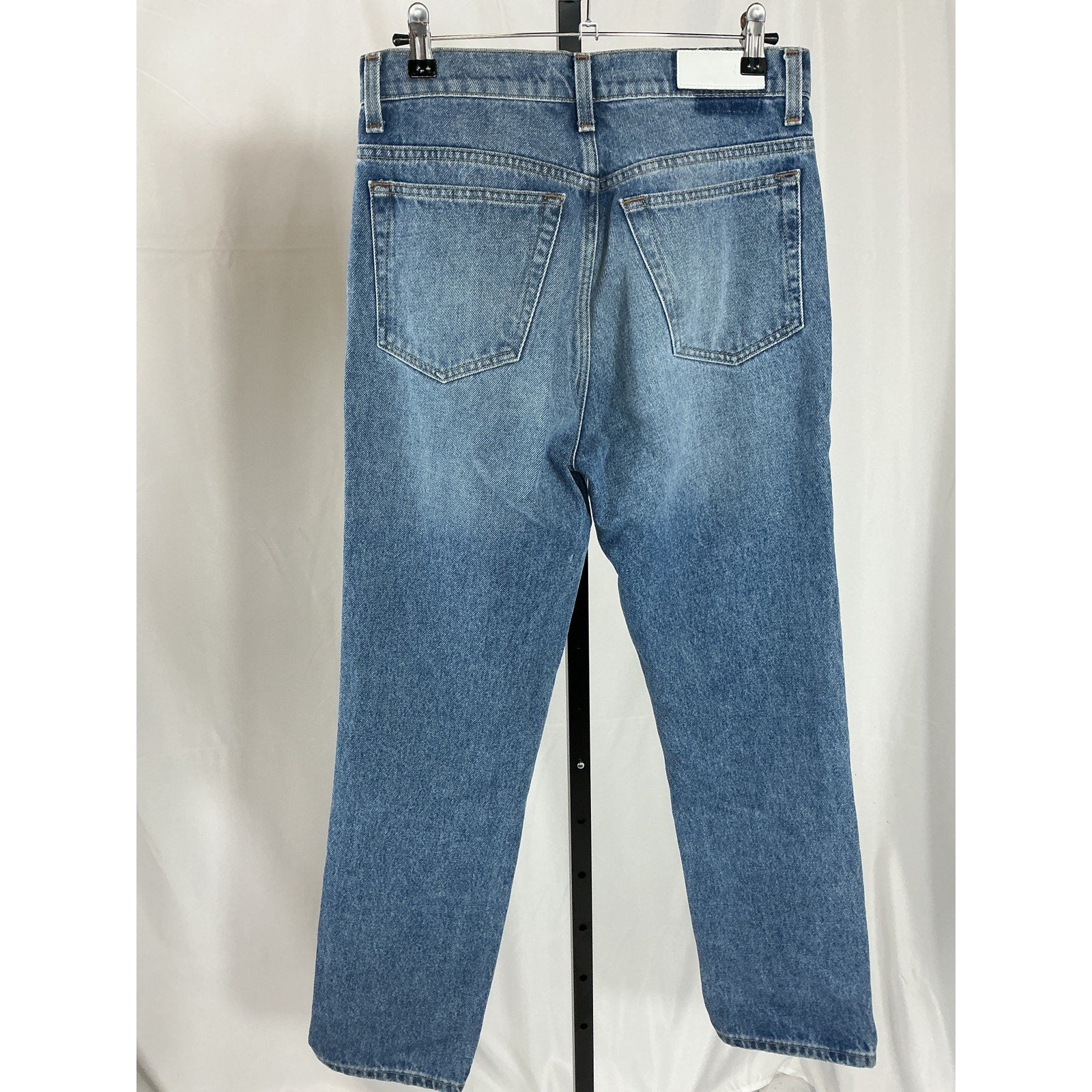 Re/Done High-Rise Blue Cotton Straight Leg Jeans Size 28