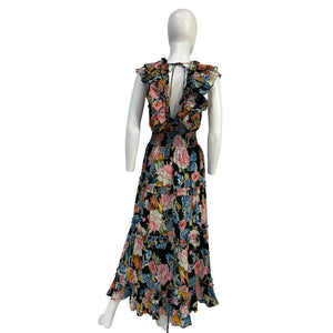 Love The Label 'Topanga' Black Cotton Ruffled V-Neck Dress Size XS