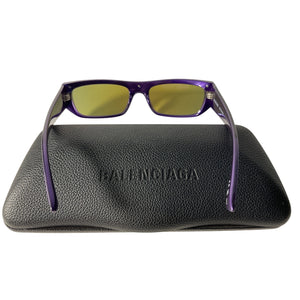 Balenciaga Purple Shield Rectangular Sunglasses