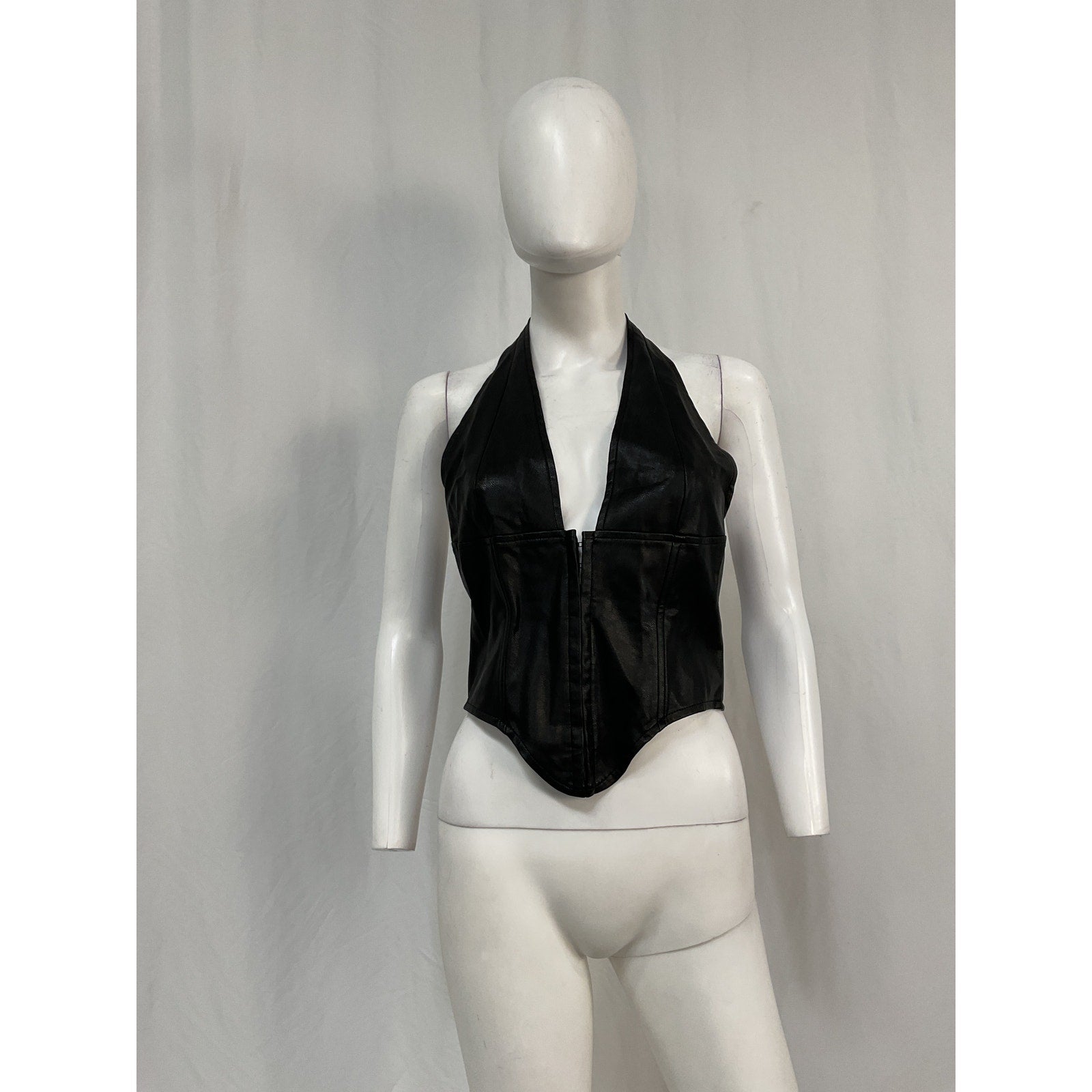 Miaou 'Mara' Black Polyurethane Corset Top Size XL