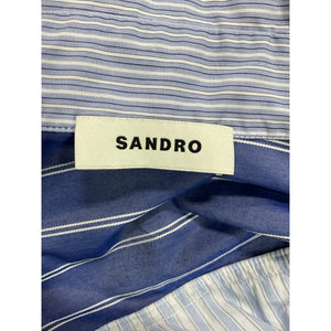 Sandro 'Oriane' Blue Striped Button Up Cotton Shirt Size XS