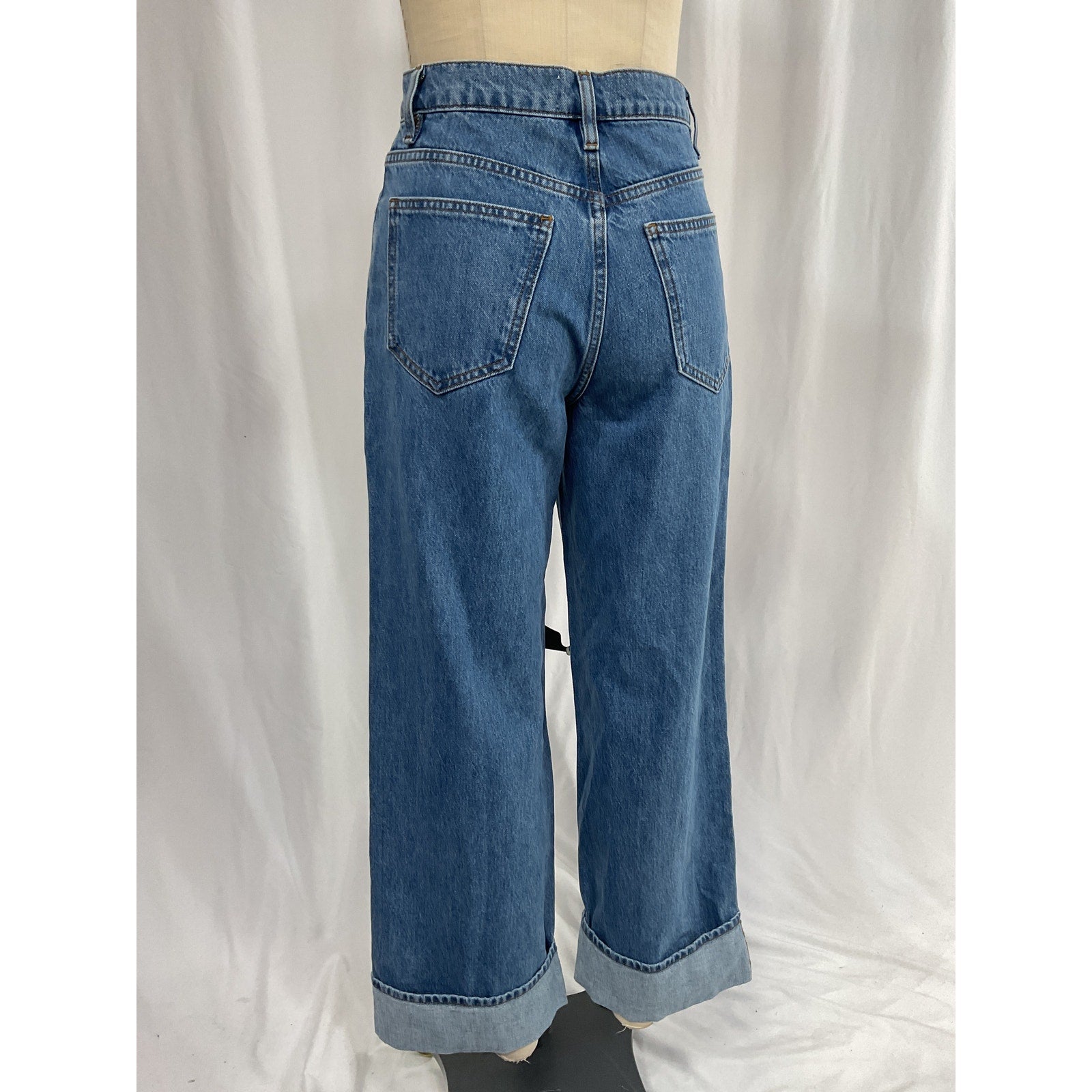 Frame 'Rolled' Blue High Rise Wide Leg Denim Jeans Size 25