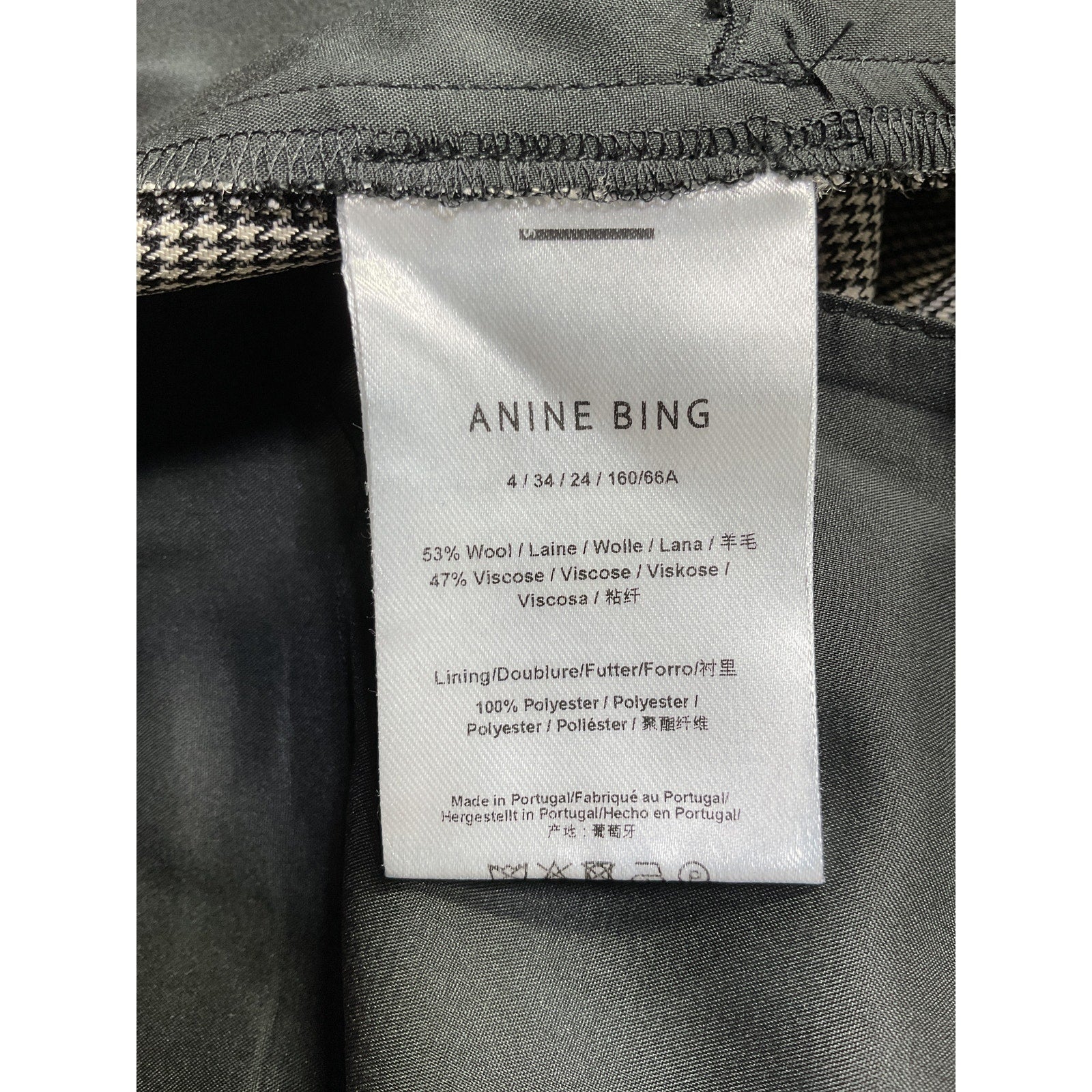 Anine Bing 'Carrie' Black Wool Pant Size 4