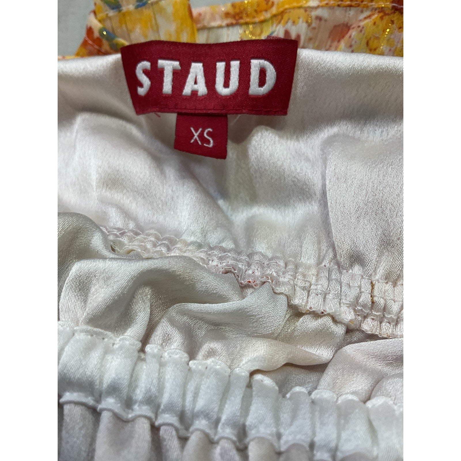 Staud 'Faye' Yellow Floral Print Cropped Top Size XS