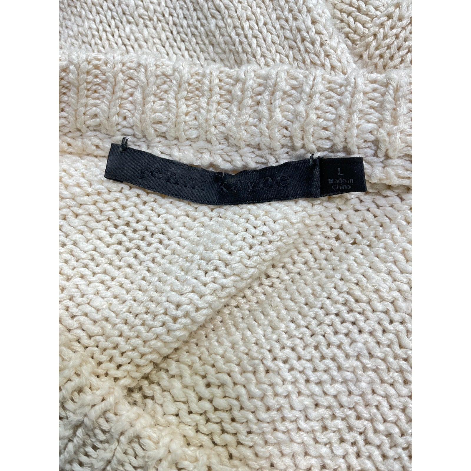 Jenni Kayne Cruise Beige Cotton Boyfriend Sweater Size L