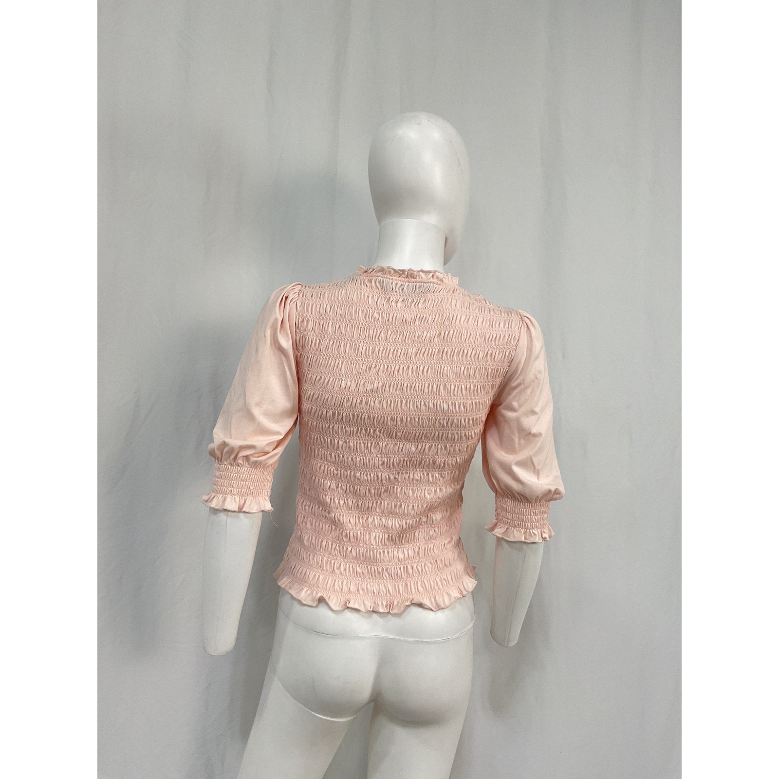 Veronica Beard 'Langston' Pink Cotton Smocked Top Size XS