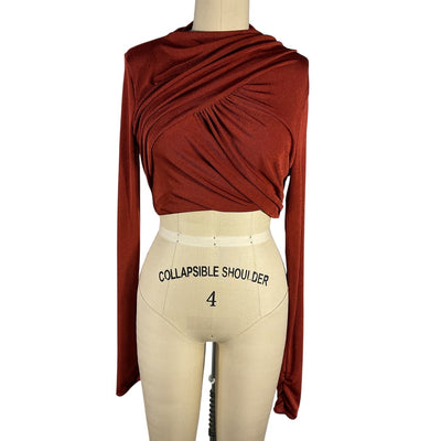 Anna October Draped Red Novel Top Size M
