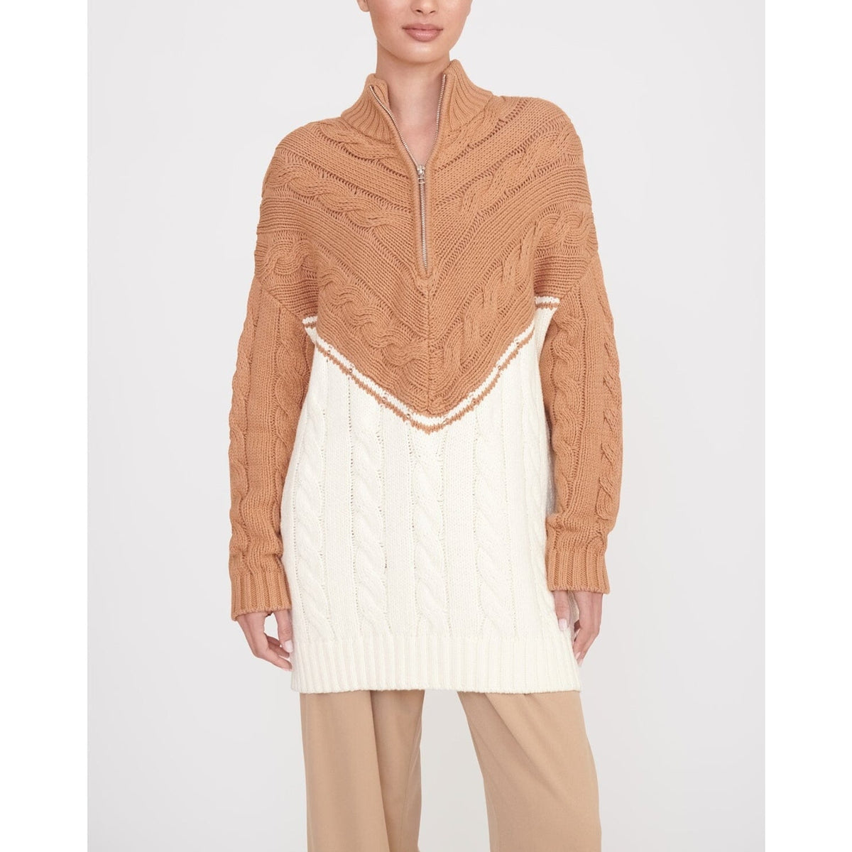 Staud 'Hampton' White Long Sleeve Half Zip Sweater Size XS