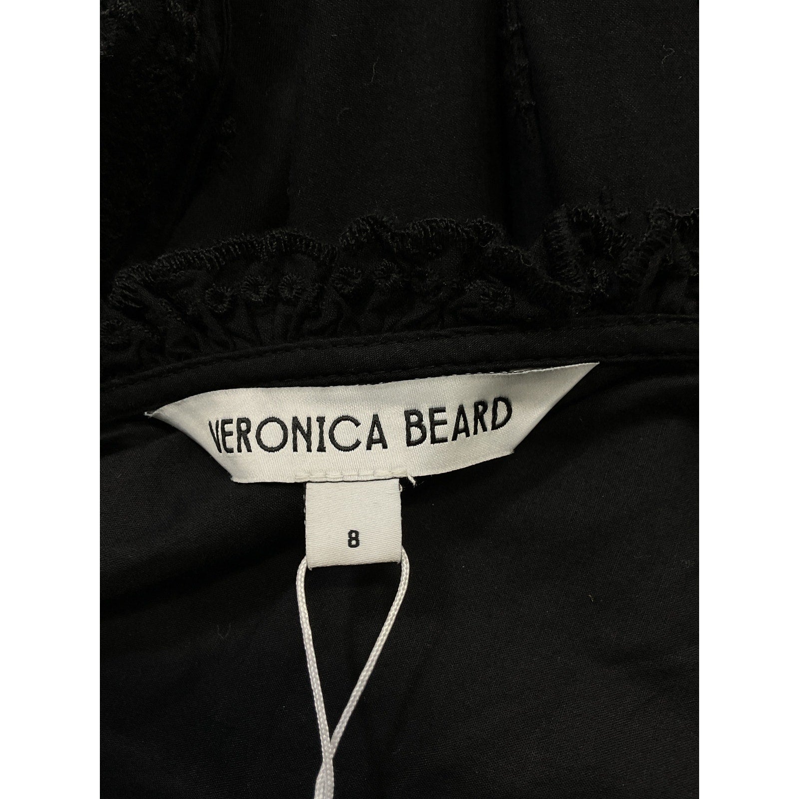 Veronica Beard 'Chrisjen' Black Cotton V Neck Eyelet Dress Size 8 - NWT