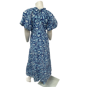Banjanan Ikat Blue Poppy Midi Dress Size S