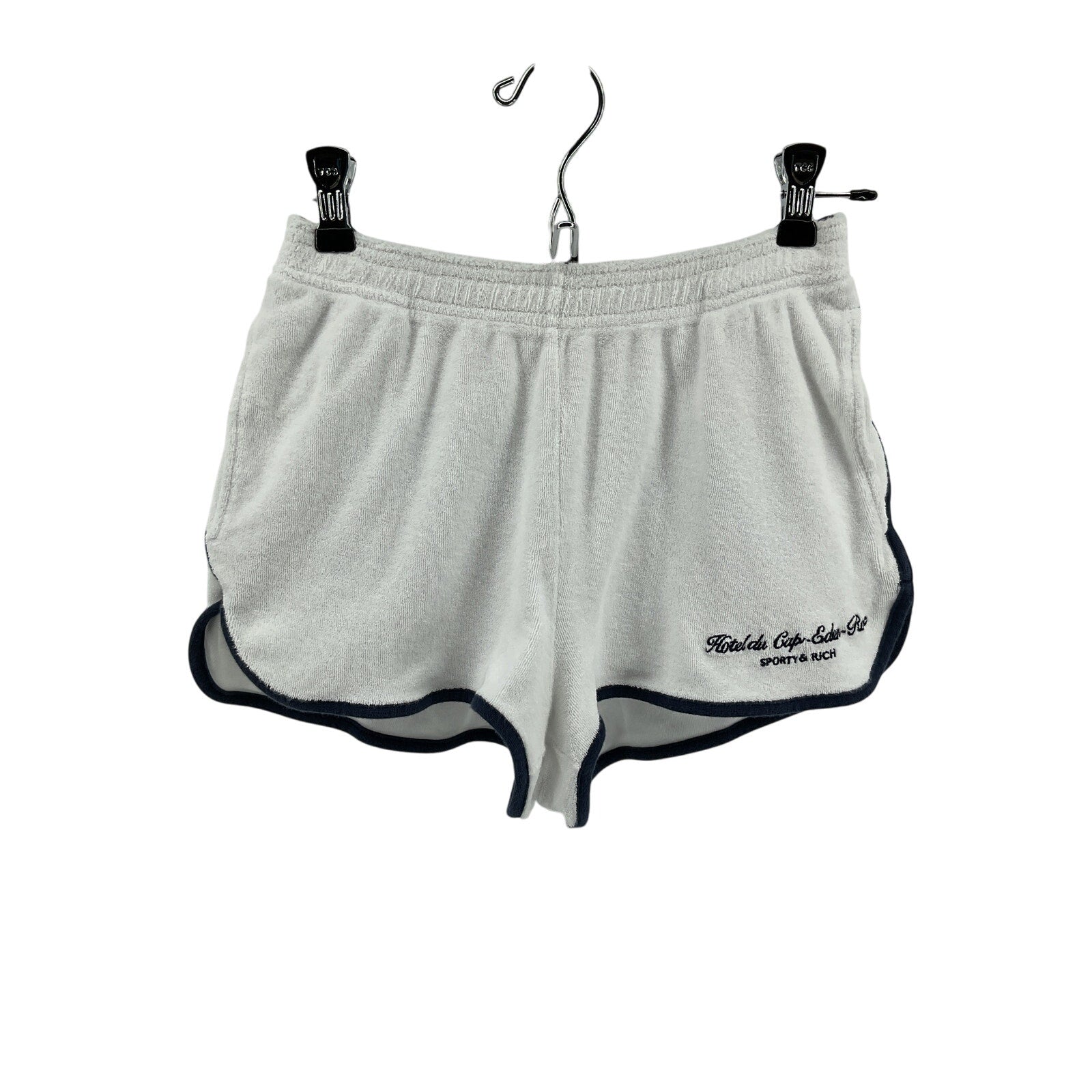 Sporty & Rich White Cotton Hotel Du Cap Cursive Terry Short Size S