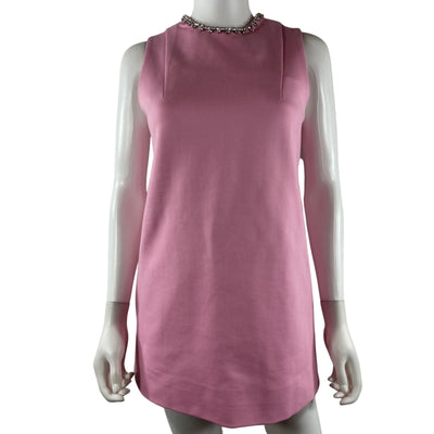 Area Embellished Powder Pink Crystal Heart Back Mini Dress Size XS