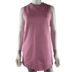 Area Embellished Powder Pink Crystal Heart Back Mini Dress Size XS