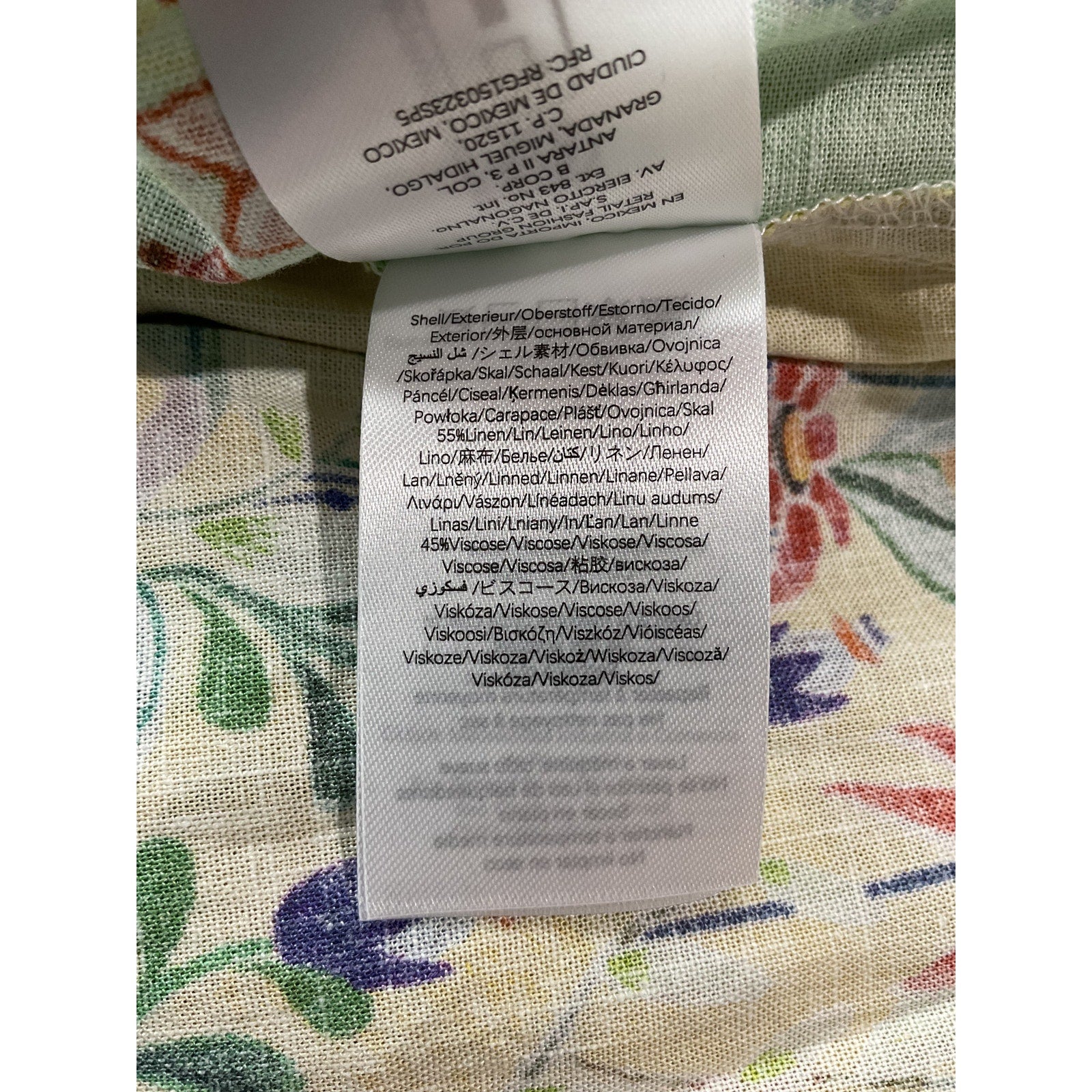 Farm Rio Multicolor 'Delicate' Yellow Linen Floral Stripes Lenzing Ecovero Euroflax Maxi Dress Size XXS