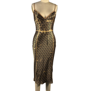 Burberry Monogrammed Gold Andi Slip Dress Size 2