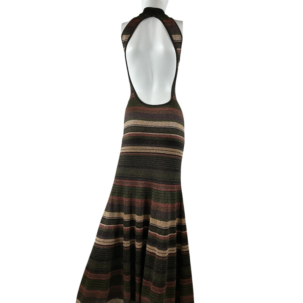 Ronny Kobo 'Arlo' Brown Polyester Shimmer Knit Dress Size XS