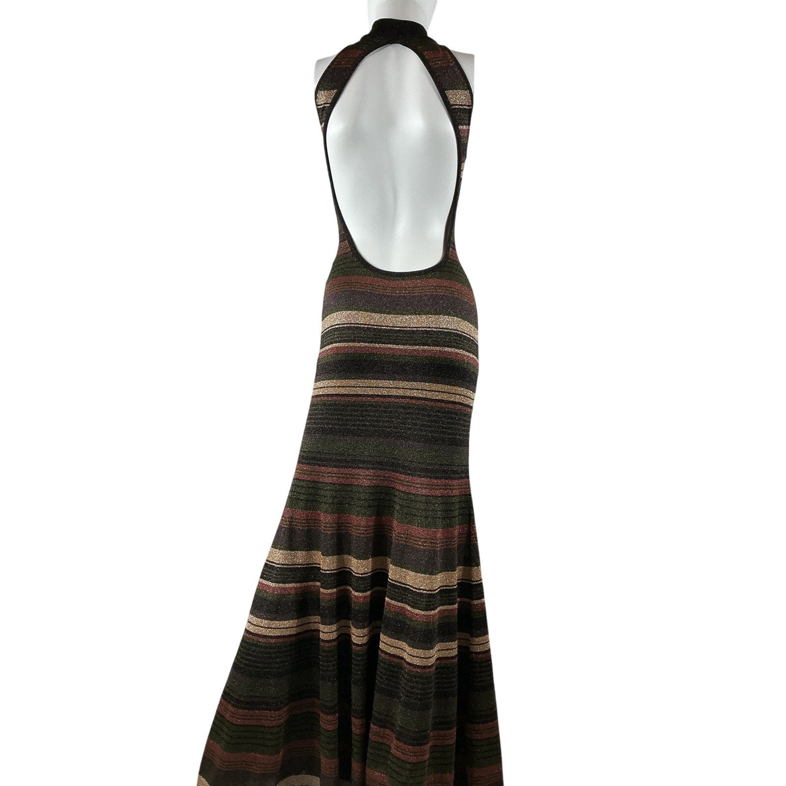 Ronny Kobo 'Arlo' Brown Polyester Shimmer Knit Dress Size XS